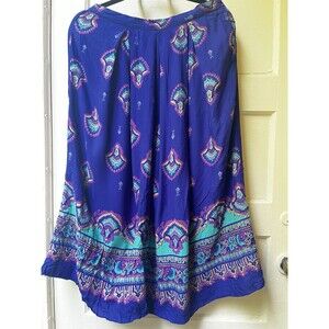 Vintage ILGWU Skirt Med Midi Purple Ethnic Boho Celestial Hippie Peasant Beach